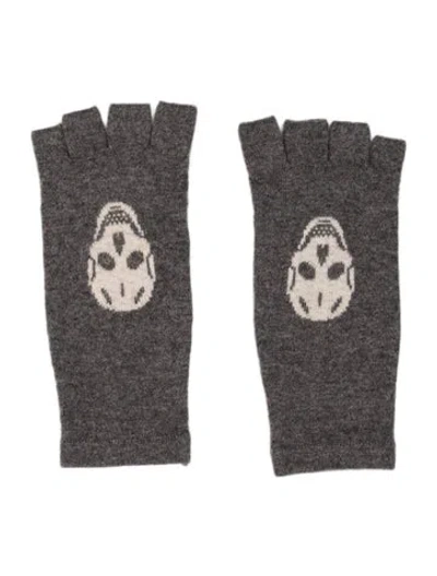 Pre-owned Skull Cashmere Cashmere Fingerless Gloves In Gray