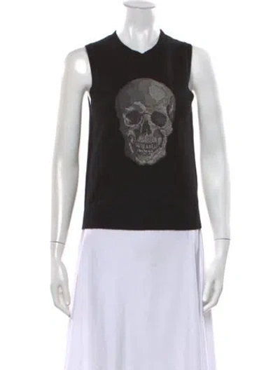 Pre-owned Skull Cashmere Cashmere Graphic Print Sweater In Black