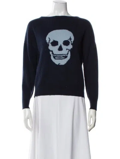 Pre-owned Skull Cashmere Cashmere Graphic Print Sweater In Blue