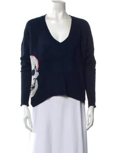 Pre-owned Skull Cashmere Cashmere Graphic Print Sweater In Blue