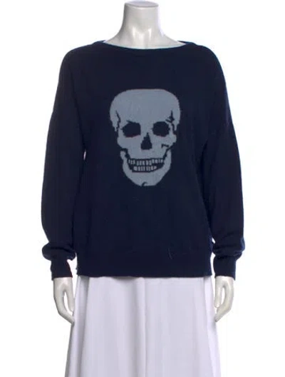 Pre-owned Skull Cashmere Cashmere Graphic Print Sweater In Blue
