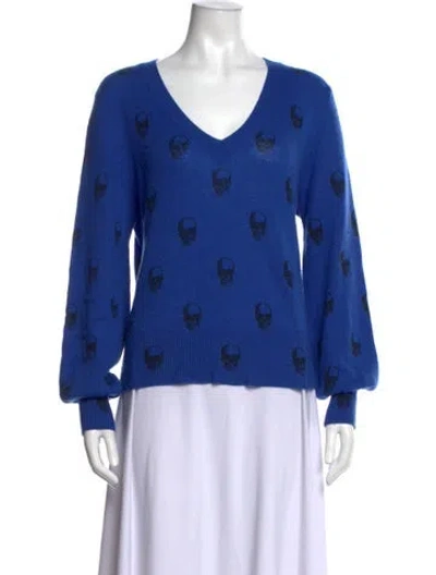 Pre-owned Skull Cashmere Cashmere Graphic Print Sweater In Blue
