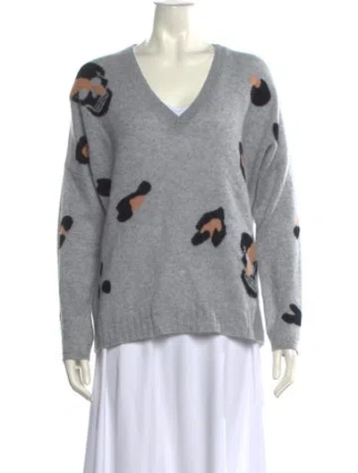 Pre-owned Skull Cashmere Cashmere Graphic Print Sweater In Gray
