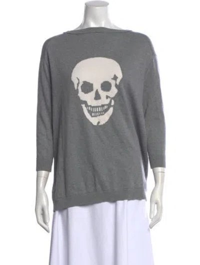 Pre-owned Skull Cashmere Cashmere Graphic Print Sweater In Gray
