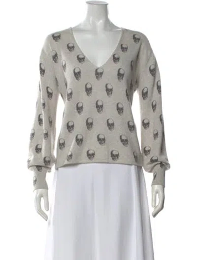 Pre-owned Skull Cashmere Cashmere Graphic Print Sweater In Gray