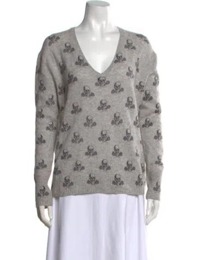 Pre-owned Skull Cashmere Cashmere Graphic Print Sweater In Gray