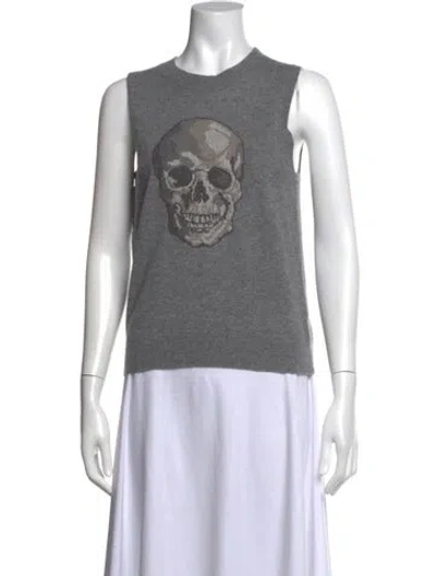 Pre-owned Skull Cashmere Cashmere Graphic Print Sweater In Gray