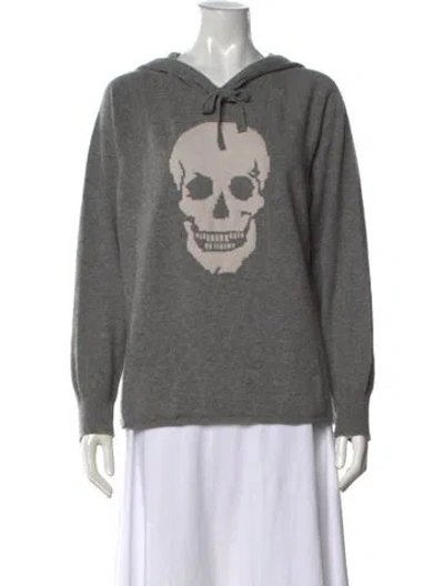 Pre-owned Skull Cashmere Cashmere Graphic Print Sweater In Gray