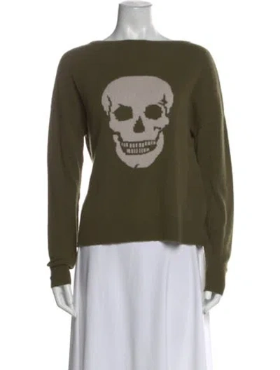 Pre-owned Skull Cashmere Cashmere Graphic Print Sweater In Green