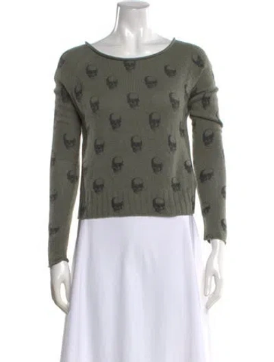 Pre-owned Skull Cashmere Cashmere Graphic Print Sweater In Green
