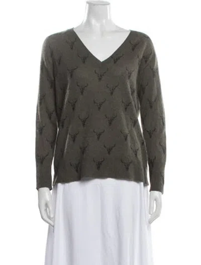 Pre-owned Skull Cashmere Cashmere Graphic Print Sweater In Green