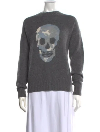 Pre-owned Skull Cashmere Cashmere Graphic Print Sweater In Grey
