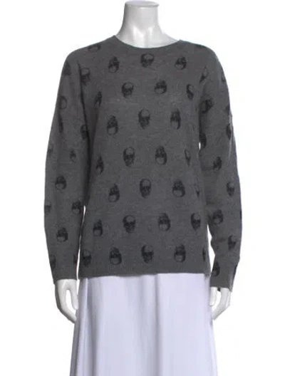 Pre-owned Skull Cashmere Cashmere Graphic Print Sweater In Grey