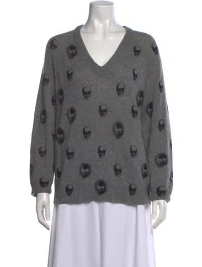 Pre-owned Skull Cashmere Cashmere Graphic Print Sweater In Grey