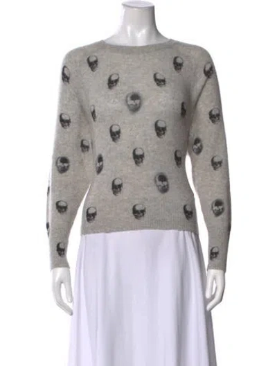 Pre-owned Skull Cashmere Cashmere Graphic Print Sweater In Grey