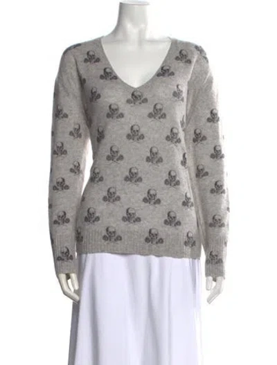 Pre-owned Skull Cashmere Cashmere Graphic Print Sweater In Grey