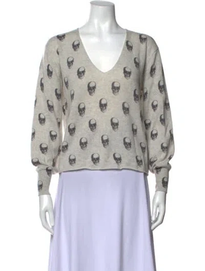Pre-owned Skull Cashmere Cashmere Graphic Print Sweater In Grey