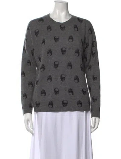 Pre-owned Skull Cashmere Cashmere Graphic Print Sweater In Grey