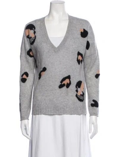 Pre-owned Skull Cashmere Cashmere Graphic Print Sweater In Grey
