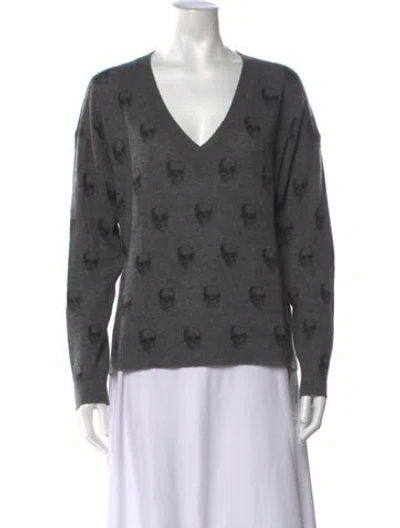 Pre-owned Skull Cashmere Cashmere Graphic Print Sweater In Grey