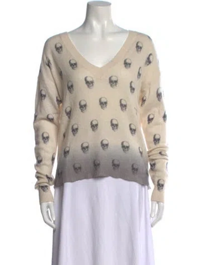 Pre-owned Skull Cashmere Cashmere Graphic Print Sweater In Neutral