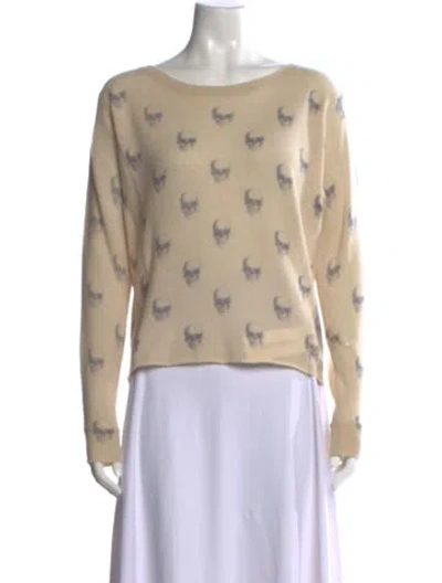 Pre-owned Skull Cashmere Cashmere Graphic Print Sweater In Neutral