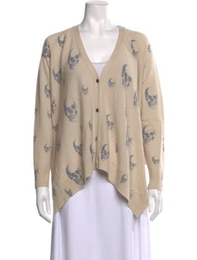 Pre-owned Skull Cashmere Cashmere Graphic Print Sweater In Neutrals