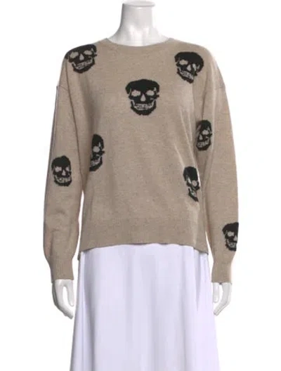 Pre-owned Skull Cashmere Cashmere Graphic Print Sweater In Neutrals