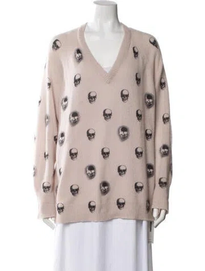 Pre-owned Skull Cashmere Cashmere Graphic Print Sweater In Neutrals