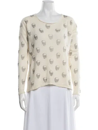 Pre-owned Skull Cashmere Cashmere Graphic Print Sweater In Neutrals