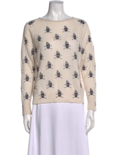 Pre-owned Skull Cashmere Cashmere Graphic Print Sweater In Neutrals