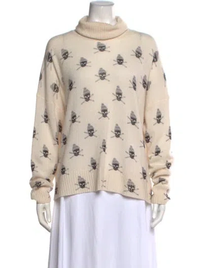 Pre-owned Skull Cashmere Cashmere Graphic Print Sweater In Neutrals
