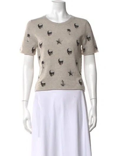 Pre-owned Skull Cashmere Cashmere Graphic Print Sweater In Neutrals