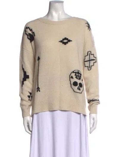 Pre-owned Skull Cashmere Cashmere Graphic Print Sweater In Neutrals