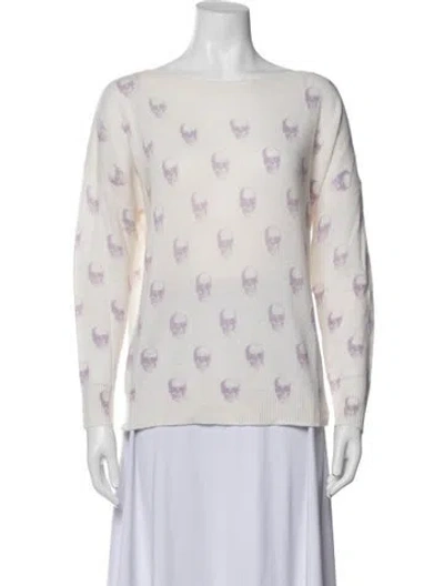 Pre-owned Skull Cashmere Cashmere Graphic Print Sweater In Neutrals