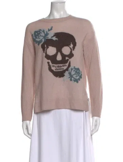 Pre-owned Skull Cashmere Cashmere Graphic Print Sweater In Pink