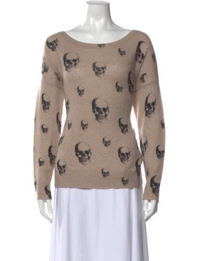 Pre-owned Skull Cashmere Cashmere Graphic Print Sweater In Pink