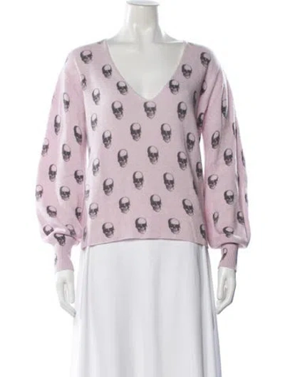 Pre-owned Skull Cashmere Cashmere Graphic Print Sweater In Pink