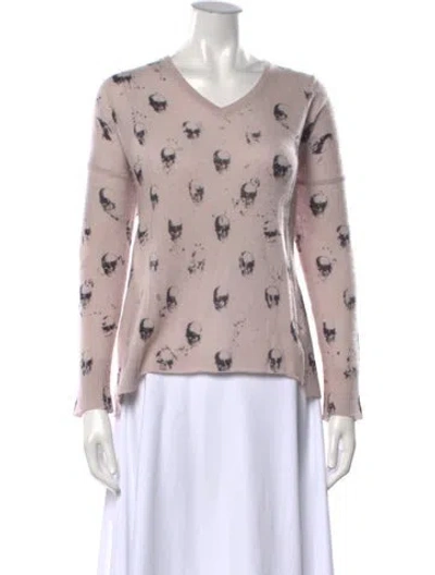 Pre-owned Skull Cashmere Cashmere Graphic Print Sweater In Pink