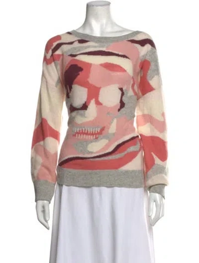 Pre-owned Skull Cashmere Cashmere Graphic Print Sweater In Pink