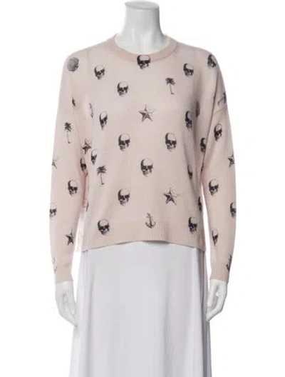 Pre-owned Skull Cashmere Cashmere Graphic Print Sweater In Pink
