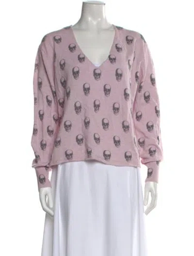 Pre-owned Skull Cashmere Cashmere Graphic Print Sweater In Purple
