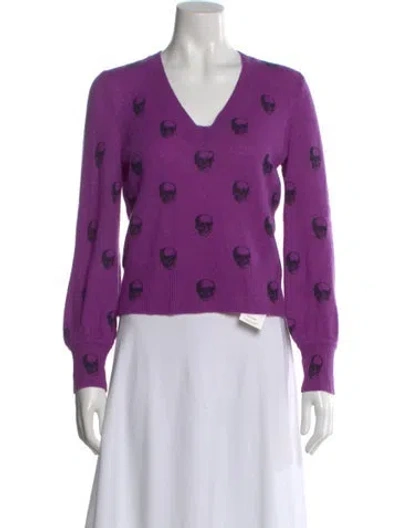 Pre-owned Skull Cashmere Cashmere Graphic Print Sweater In Purple
