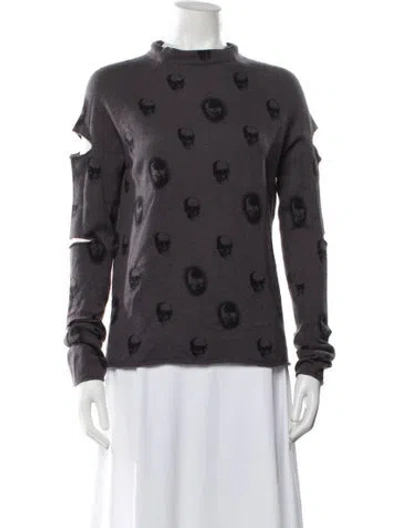 Pre-owned Skull Cashmere Cashmere Graphic Print Sweater In Purple