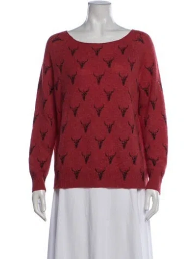 Pre-owned Skull Cashmere Cashmere Graphic Print Sweater In Red