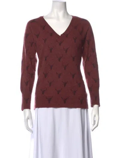 Pre-owned Skull Cashmere Cashmere Graphic Print Sweater In Red
