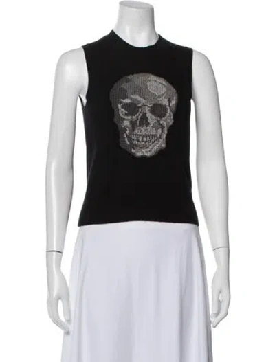 Pre-owned Skull Cashmere Cashmere Graphic Print Top In Black