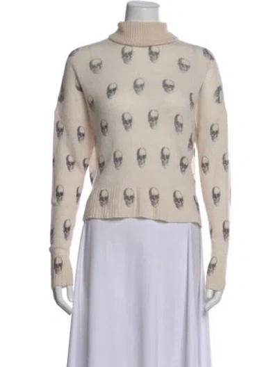 Pre-owned Skull Cashmere Cashmere Graphic Print Top In Neutral