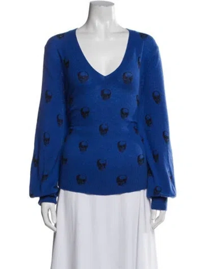 Pre-owned Skull Cashmere Cashmere Polka Dot Print Sweater In Blue