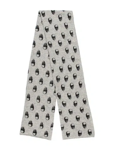 Pre-owned Skull Cashmere Cashmere Printed Scarf In Gray